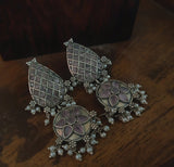 Silver Plated Stone Tribal Earrings Earrings