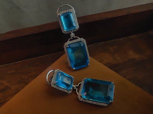 Doublet Light Blue Stone Earrings Earrings