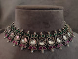 Tribal Silver Plated Choker With Earrings Necklace