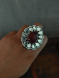 92.5 Silver Stone Ring (Adjustable) Rings