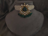 92.5 Silver Choker With Finest Quality Kundan And Carved Stone Necklace
