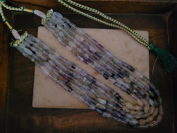 REAL FLUORITE FACETED FIVE STRINGS NECKPIECE