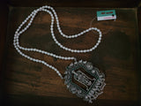 92.5 SILVER TEMPLE PENDANT WITH REAL PEAL STRINGS