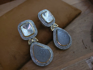 FINEST QUALITY KUNDAN AND CARVED STONE STATEEMENT EARRINGS