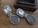 FINEST QUALITY KUNDAN AND CARVED STONE STATEEMENT EARRINGS