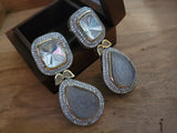 FINEST QUALITY KUNDAN AND CARVED STONE STATEEMENT EARRINGS