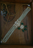 POLKI KUNDAN CHOKER WITH FLUORITE STONE HANGINGS
