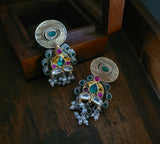 WEAR ME EXCLUSIVE TRIBAL SILVER PLATED STATEMENT NECKLACE WITH PAACHI KUNDAN