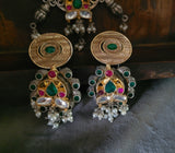 WEAR ME EXCLUSIVE TRIBAL SILVER PLATED STATEMENT NECKLACE WITH PAACHI KUNDAN
