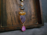 WEAR ME EXCLUSIVE REAL AMETHYST AND TOURMALINE BEADS LONG NECKLACE
