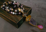 WEAR ME EXCLUSIVE REAL AMETHYST AND TOURMALINE BEADS LONG NECKLACE