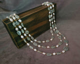 REAL FLUORITE AND PEARL THREE LAYER STRING