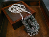 92.5 SILVER TEMPLE PENDANT WITH REAL PEARL STRING