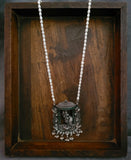 92.5 SILVER TEMPLE PENDANT WITH REAL PEARL STRING