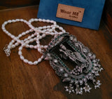 92.5 SILVER TEMPLE PENDANT WITH REAL PEARL STRING