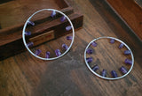 REAL AMETHYST STONE LOOP EARRINGS IN SILVER FINISH