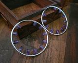 REAL AMETHYST STONE LOOP EARRINGS IN SILVER FINISH