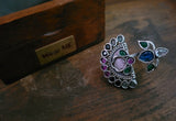 TRIBAL SILVER PLATED MUTI COLOR RING