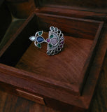 TRIBAL SILVER PLATED MUTI COLOR RING