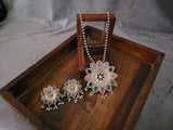 TRIBAL SILVER PLATED NECKLACE WITH EARRINGS