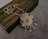 TRIBAL SILVER PLATED NECKLACE WITH EARRINGS