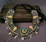 WEAR ME EXCLUSIVE TRIBAL SILVER PLATED CHOKER WITH EARRINGS