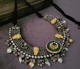 WEAR ME EXCLUSIVE TRIBAL SILVER PLATED CHOKER WITH EARRINGS
