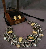 WEAR ME EXCLUSIVE TRIBAL SILVER PLATED CHOKER WITH EARRINGS