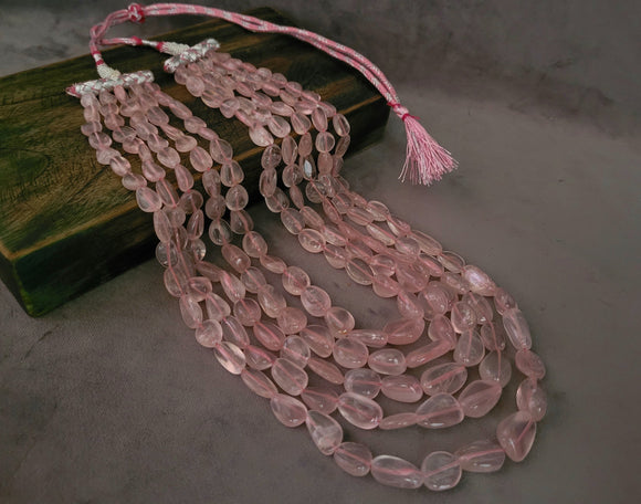 WEAR ME EXCLUSIVE SEMI PRECIOUS (ROSE QUARTZ) FIVE LAYER NECKPIECE