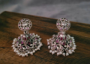 TRIBAL SILVER PLATED KEMP STONE EARRINGS
