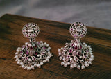 TRIBAL SILVER PLATED KEMP STONE EARRINGS