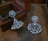 TRIBAL SILVER PLATED KEMP STONE EARRINGS
