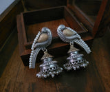 TRIBAL SILVER PLATED DUAL TONE EARRINGS