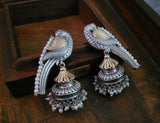 TRIBAL SILVER PLATED DUAL TONE EARRINGS