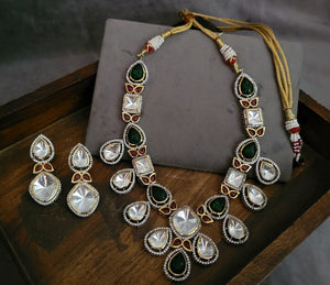 FINEST QUALITY POLKI KUNDAN NECKLACE WITH EARRINGS