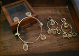WEAR ME EXCLUSIVE REAL SEMI PRECIOUS STONE EARRINGS AND BANGLE SET