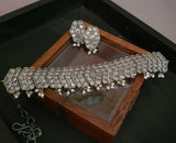 TRIBAL SILVER PLATED CHOKER WITH EARRINGS