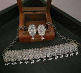 TRIBAL SILVER PLATED CHOKER WITH EARRINGS