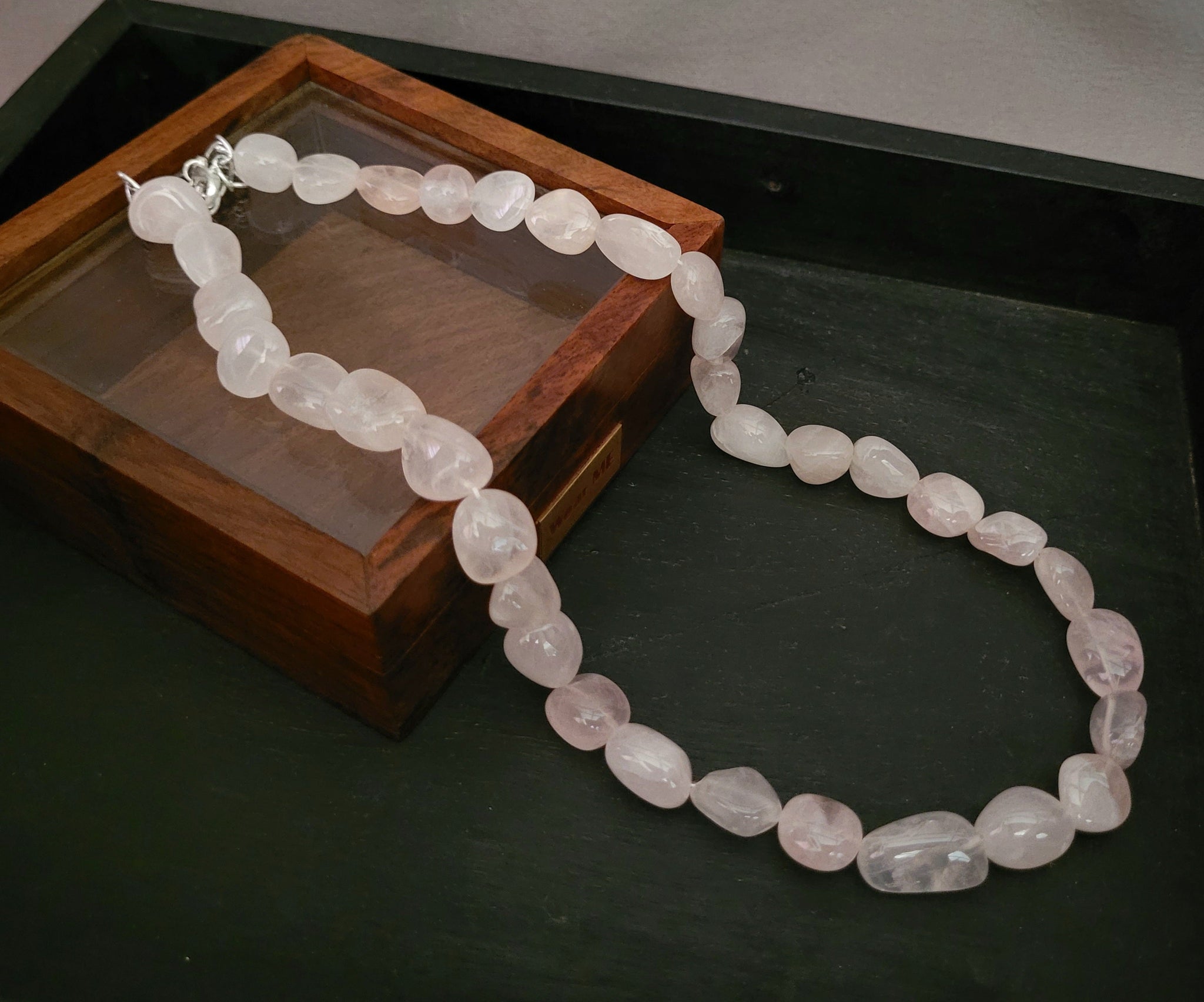 Does not apply Genuine 2 Layer Real Natural Rose Quartz Necklace India |  Ubuy