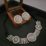 TRIBAL REAL SILVER PLATED CHOKER WITH EARRINGS