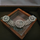 TRIBAL REAL SILVER PLATED CHOKER WITH EARRINGS